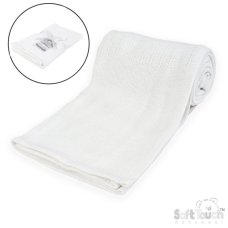 CBP60-W: White Deluxe Personalisation Cellular Cotton Roll Blanket